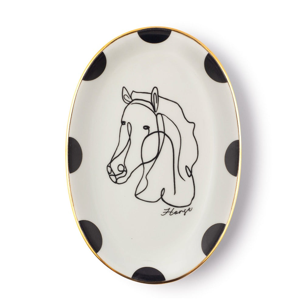 Prato de porcelana oval Horse (Cavalo)