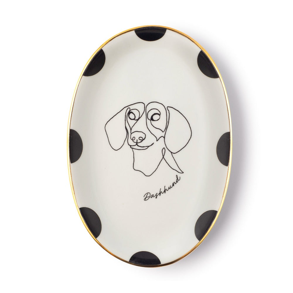 Prato de porcelana oval cachorro Dashhund
