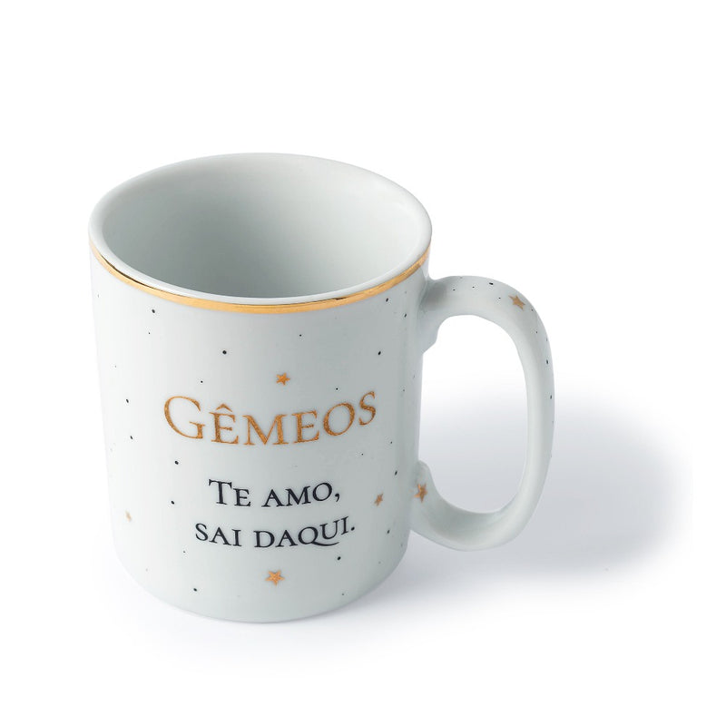 Caneca de porcelana signo gêmeos