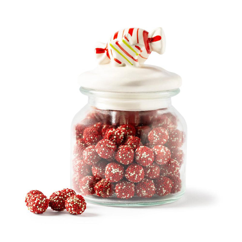 Pote de vidro tampa candy bala natal c/crispie de drage 300g