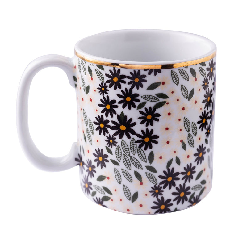 Caneca de porcelana estampada mini flores