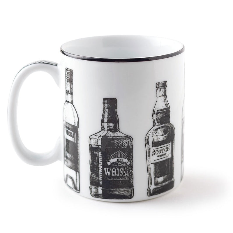 Caneca de porcelana garrafas bebidas